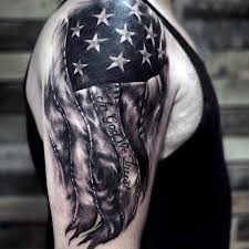 Later on, artists began using purple ink as well. 20 In God We Trust Tattoo Designs For Men Motto Ink Ideas American Flag Tattoo Tattoo Designs Men Military Tattoos