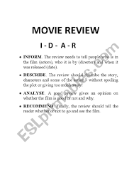 how to write a movie review esl worksheet by tulsi how to write a movie review worksheet
