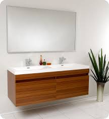57 Teak Modern Double Bathroom Vanity