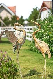 Standing Crane Metal Garden Sculpture