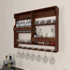 Luxurious Walnut Wooden Bar Wall Shelf