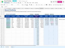 stock portfolio template spreadsheet