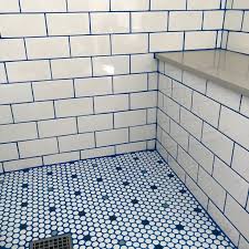 Coloured Grout Blue Shower Tile