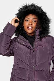 Yours Plus Size Purple Puffer Coat