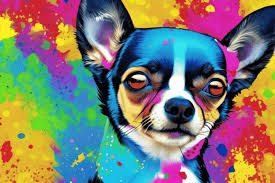 Chihuahua Dog On Bright Color Paint