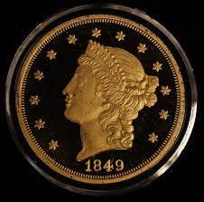 1849 twenty dollar gold coin copy in