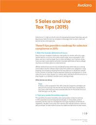 5 Sales And Use Tax Tips 2015 Free Avalara Inc White Paper