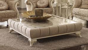 Padded Coffee Table With Glass Top