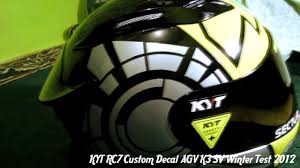 Original flat visor clear tear off iridium kyt r10 k2rider rc7 v2r. Kyt Rc7 Custom Decal Agv K3 Sv Winter Test 2012 Youtube