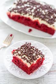 Cover and chill for about an hour. Easy Red Velvet Cake Recipe A Poke Cake Recipe Averie Cooks