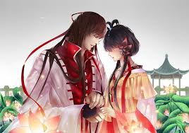 love red anese man woman kimono