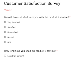 Google Form Template Customer Satisfaction Survey W3resource