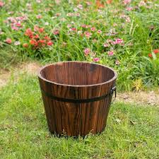 Gardenised Rustic Wooden Whiskey Barrel