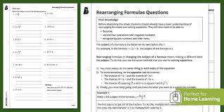 Rearranging Formulae Questions Ks3