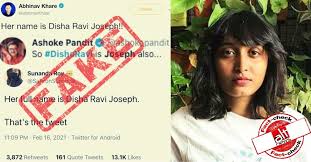 Disha deleted a whatsapp group which she created to spread the toolkit. False Claim That Disha Ravi Is Christian Viral On Social Media Alt News