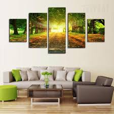 red tree forest sunshine 5 panel canvas