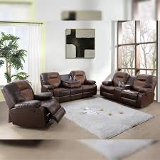 star home living 25 in rolled arm 3 piece leather rectangle sectional sofa in brown