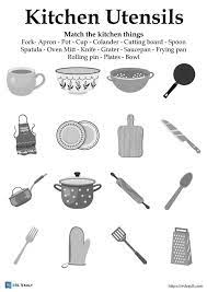 kitchen utensils worksheets esl vault