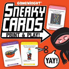 Each card gives you (or you and your friends) a mission to complete: Sneaky Cards Home Facebook