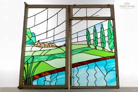 Picturesque Art Deco Stained Glass Window
