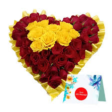 30 red roses with 9 yellow roses