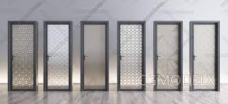 Modern Wired Glass Door Combination 3d