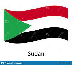 National Flag of Sudan Isolated on Gray ...