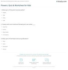 flowers quiz worksheet for kids
