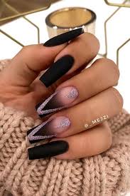 Black glittery acrylic nail tutorials. 23 Black Acrylic Nails You Need To Try Immediately Stayglam