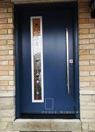 Blue Steel Door With Offset Decorative