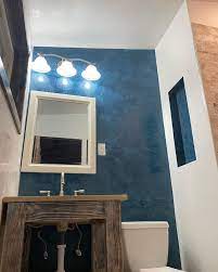 Venetian Plaster Blue Accent Wall In