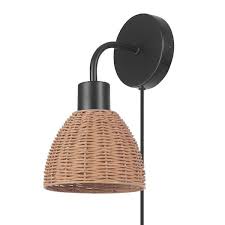 Wall Sconce With Rattan Shade