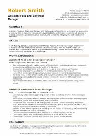 Assistant Food And Beverage Manager Resume Samples Qwikresume