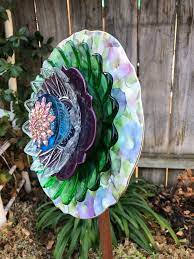 Glass Garden Art Glass Flower Plate