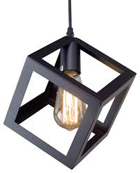 Lnc Black Cube Retro Style Industrial Mini Ceiling Pendant Light Shade Industrial Pendant Lighting By Lnc