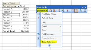 format a pivot table in excel 2003