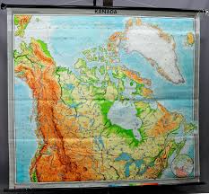 Details About Vintage Picture Poster Wall Chart Geography Map Physical Canada Greenland