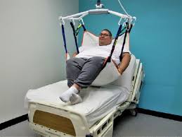Then with the hoyer lift we raise and move him to the commode chair and lower him into place. Long Seat 6 Point Patient Lift Sling For Tollos Patient Lifts