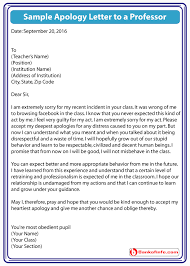 Sample Apology Letter To A Professor For Wrong Activity