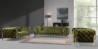 Green Fabric Sofa Set