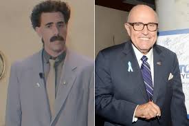 Responding on twitter, the former new york city mayor called the clip a complete fabrication and said he was tucking in his shirt after taking off the recording equipment. Sacha Baron Cohen As Borat Posts Video To Defend Rudy Giuliani After Leaked Scene People Com