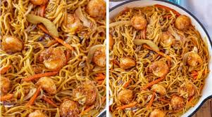 In sweet and sour sauce. Shrimp Chow Mein Dinner Then Dessert