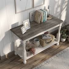Neli Rustic Wood 1 Shelf Console Table