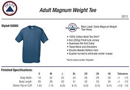 Delta T Shirt Size Chart