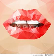 woman triangle lips stock