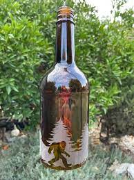 Etched Bottle Wind Chimes Big Foot