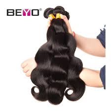 Beyo Hair Brazilian Body Wave Hair Weave Bundles Natural Color 100 Human Hair Bundles 1 3 4pcs Non Remy Hair Extensions Color Natural Color Stretched