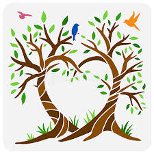 Love Tree Painting Stencil 11 8