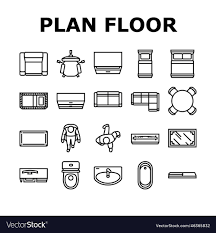 floor plan interior furniture icons set