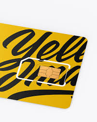 Cell phone with credit card mockup to showcase your ui/ux design presentation in a photorealistic look. Sim Card Mockup In Stationery Mockups On Yellow Images Object Mockups